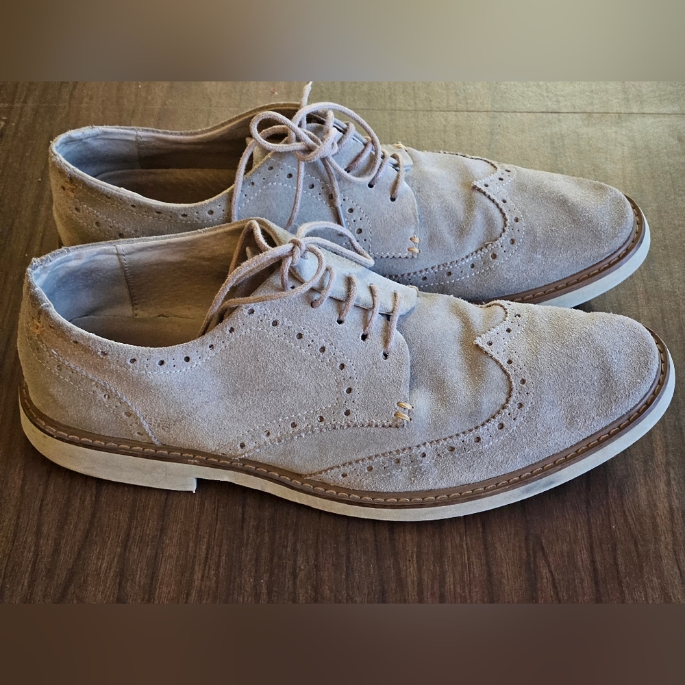 Attitude Grey Suede Wingtip Oxford Derby Shoes Men's Size 11